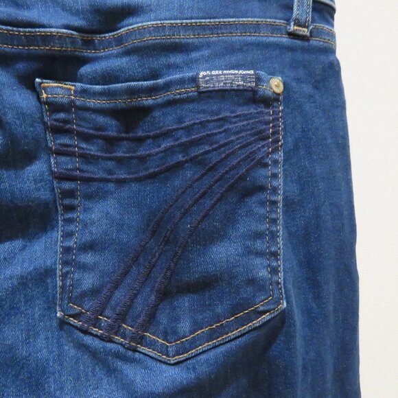 7 FOR ALL MANKIND Dojo Moreno Wide Leg Flare Jeans in Blue Denim Retro - Size 32 - Picture 11 of 14